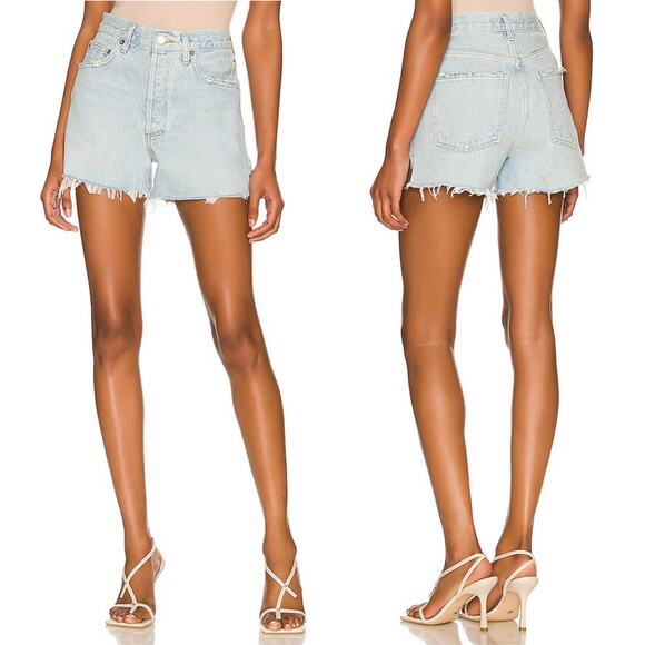 AGOLDE Dee Cut Off Denim Shorts Women’s 23 Jinx High Rise Frayed Hem - Picture 1 of 5